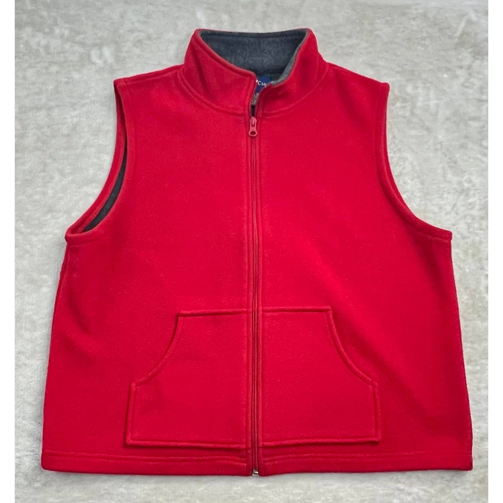 GUC Charter Club Womens Red Fleece Full Zip Vest Mock Neck Size M B197#007